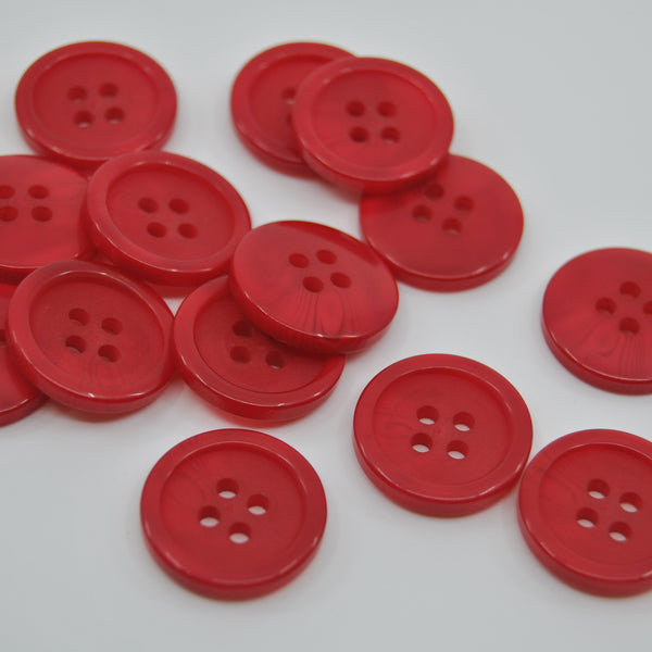 Button - Pop of Colour - Ruby Red - 18mm